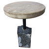 Lucca Studio Ingrid Round Oak and Stone Side Table 60707