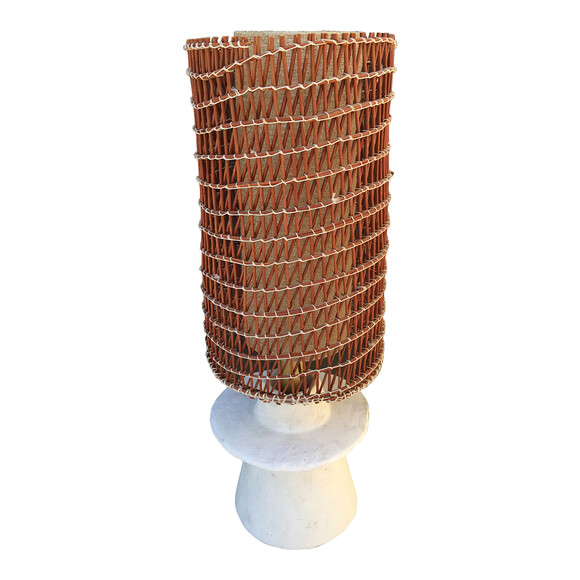 French Plaster Base and Woven Rattan Shades 33531