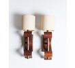 Pair of Lucca Studio Currier Sconces in Bronze and Leather 44245