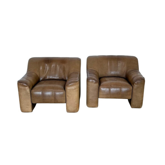 Pair of Vintage DeSede Leather Arm Chairs 78487