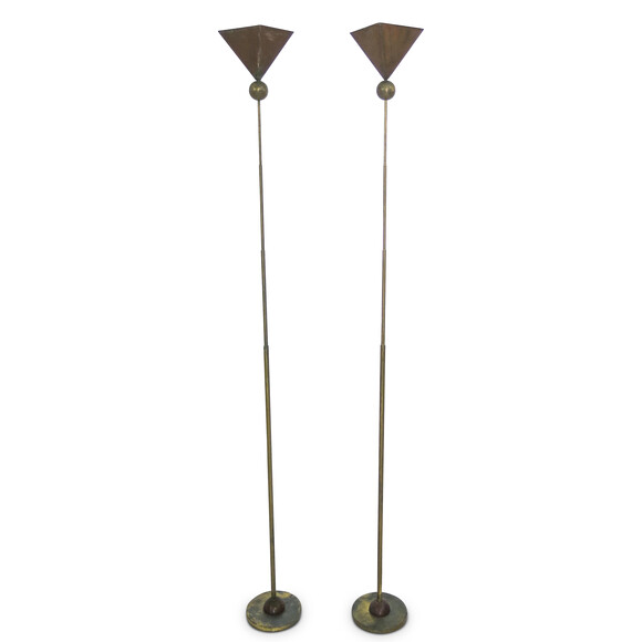 Pair Spanish Brass Floor Lamps 38388