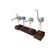 Highly Decoration Set of (4) French Zinc Herons on Wood Stand 39062