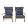 Pair of Guillerme & Chambron Cerused Oak Armchairs 40841