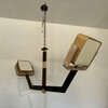 Large Limited Edition Bronze and Oak Chandelier 73914