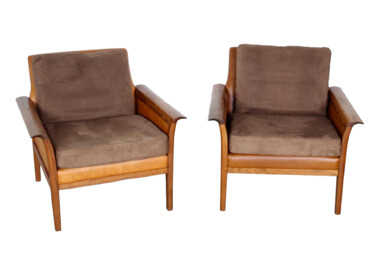 Pair of Danish Rosewood and Leather Arm Chairs 46533
