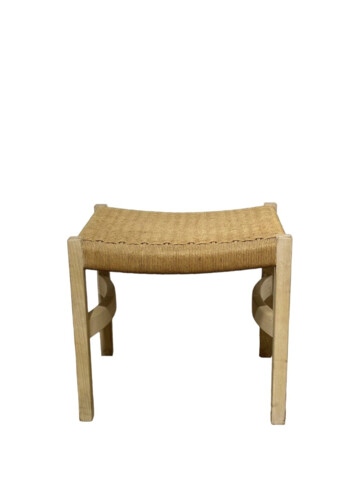 Vintage Danish Stool with Woven Seat 79262