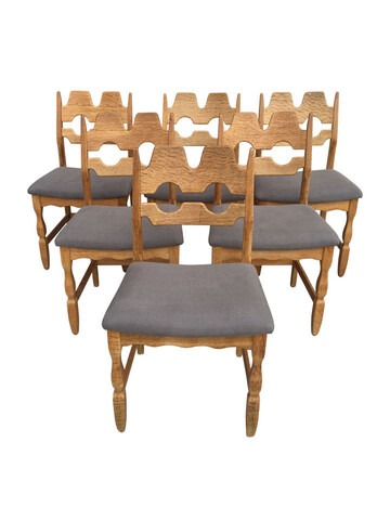 Set of (6) Henning Kjaernulf Razorblade Danish Mid Century Chairs 39707