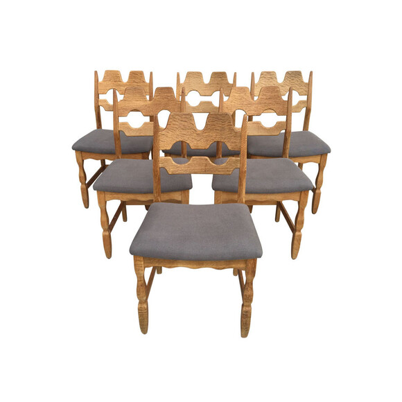 Set of (6) Henning Kjaernulf Razorblade Danish Mid Century Chairs 39707