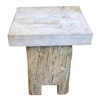 18th Century Wood Side Table with Limestone top 46260