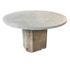 Limited Edition Outdoor Round Belgian Bluestone Top and Basalt Base Dining Table 34492