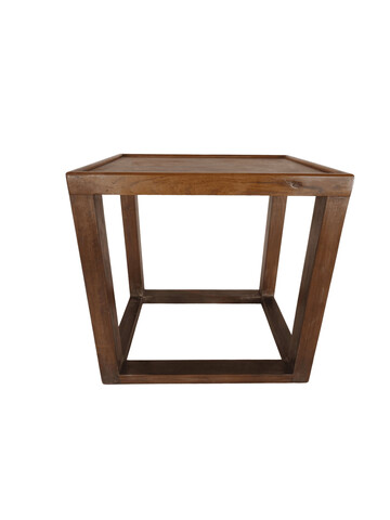 Lucca Studio Capro Walnut and Vintage Leather Top Side Table 49249