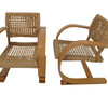 Pair French Woven Rope Arm Chairs 8499