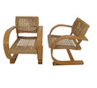 Pair French Woven Rope Arm Chairs 8499