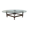French 1950's Jean Pierre Ryckaert Leather and Iron Base Coffee Table with Glass Top 42545