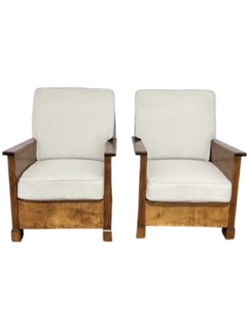 Pair of Swedish Modernist Wood Framed Armchairs 64514