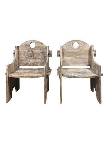 Pair of French Primitive Arm Chairs 41561