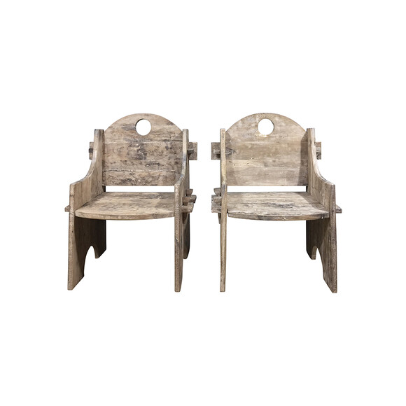 Pair of French Primitive Arm Chairs 67220