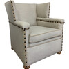Vintage English Wing Back Arm Chair In Linen 43519