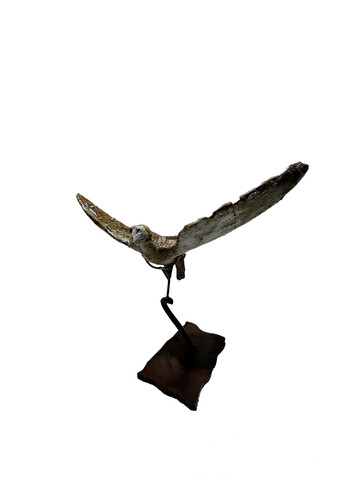 19th Century Stone Bird on Iron Stand 74857