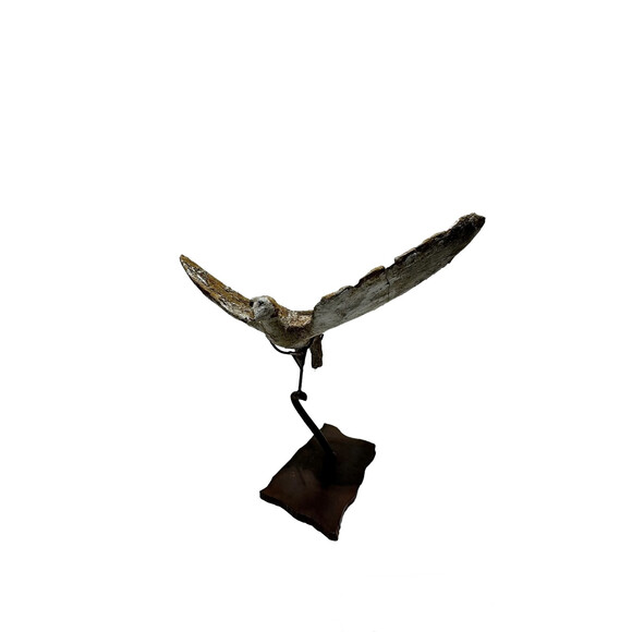 19th Century Stone Bird on Iron Stand 74857