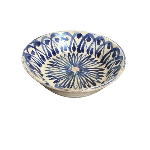 19th Century Blue and White Spanish Lebrillo Bowl 76572