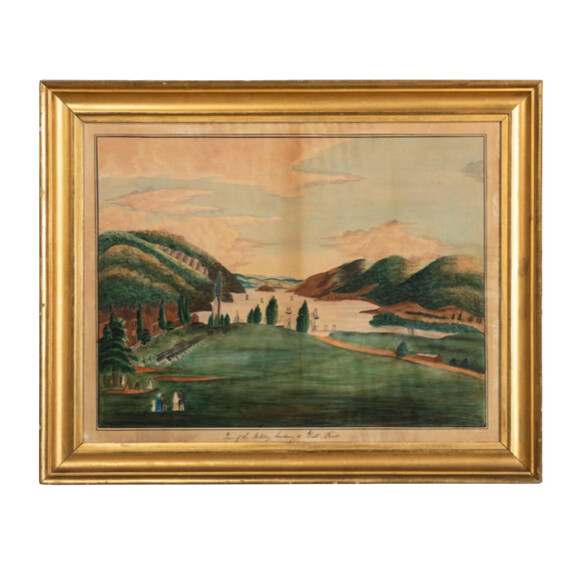 Rare 19th Century Hudson River School Watercolor Painting of West Point 66979