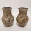 Pair of Japanese Pottery Vases With Poetry Decoupage 46860