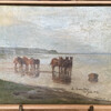 Swedish Oil Painting Horses on Shoreline 35373