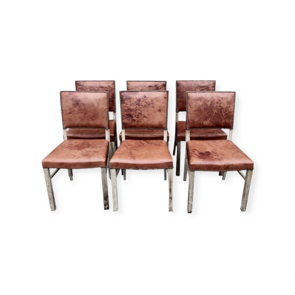 Set of (6) Danish Leather Dining Chairs 74379