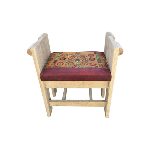Limited Edition Bench in Solid Oak with Vintage Moroccan Leather Seat cushion 39769