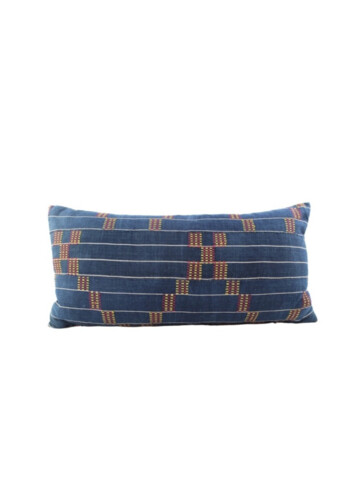 19th Century African Indigo and Embroidered Textile Pillow 77459