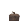 Primitive Wood Box with Bronze Pig Finial 68251