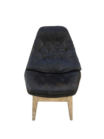 Vintage Black Leather Oak Chair 61581