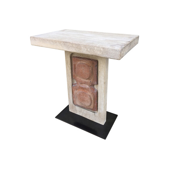 Limited Edition Oak and Georges Jouve Ceramic Side Table 46121