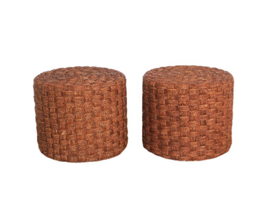 Pair of Vintage French Rope Ottomans 48696