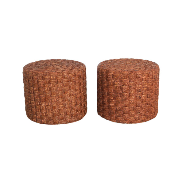 Pair of Vintage French Rope Ottomans 67284