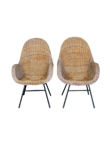 Pair of French Rattan Arm Chairs 48678