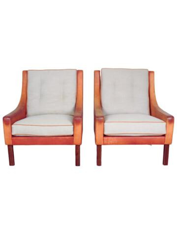 Pair of Mid Century Leather Danish Arm Chairs 47730