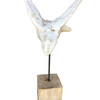 Belgian Cement Bird Mounted on Oak Wood Stand 32853