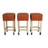 Lucca Studio Set of (3) Percy Saddle Leather and Oak Stools 43992