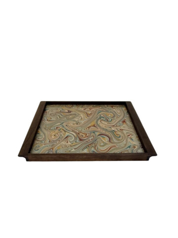 Limited Edition Walnut Tray with Vintage Italian Marbleized Paper 76292