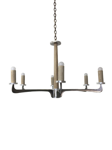 Lucca Studio Porto Oak and Stainless Chandelier 74008