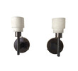 Lucca Studio Pair of Georgie Alabaster and Bronze Sconces 76094