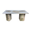 Rectangular Belgian Bluestone Table with Two Basalt Stone Bases 46088