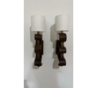 Pair of Lucca Studio Currier Sconces in Bronze and Leather 75982