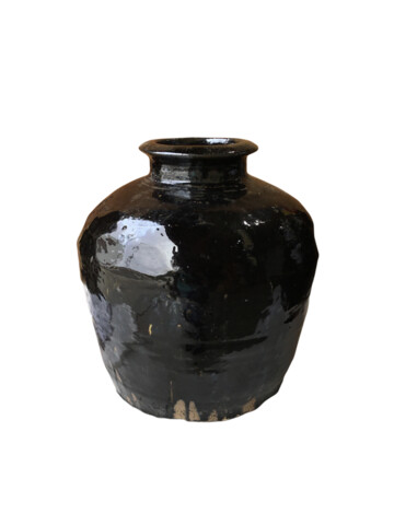 Large Black Glazed Ceramic Vessel from Central Asia 66189