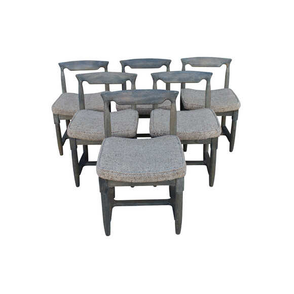 Set of (6) Guillerme et Chambron Oak Dining Chairs 26445