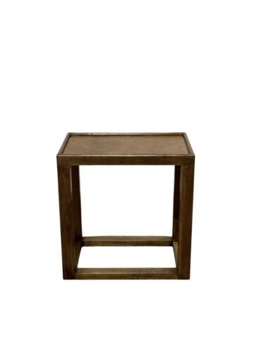 Lucca Studio Capro Walnut and Vintage Leather Top Side Table 79265