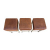Set of (3) Belgian Saddle Leather and Oak Stools 38426