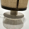 Limited Edition Bronze Lamp with Custom Burlap Shade and Oak 69861